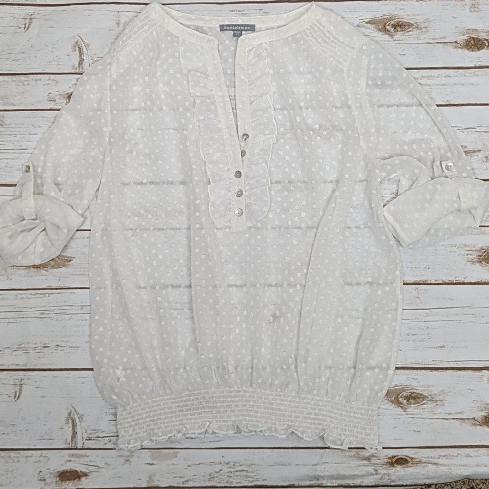 Daniel Rainn Off-White Dotted Blouse Size L